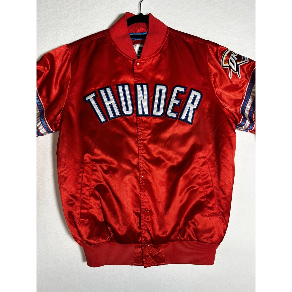 Vintage Oklahoma City Thunder Starter Satin Bomber Jacket Men's Medium Red